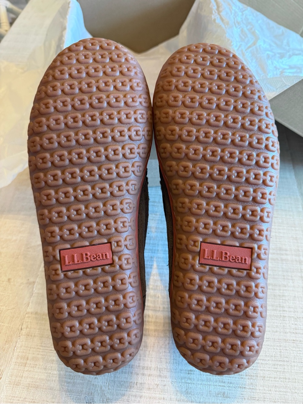 L.L.Bean Mountain Slippers Suede Fleece Lined Bean Boot Brown Men's 11 NIB - Picture 8 of 11